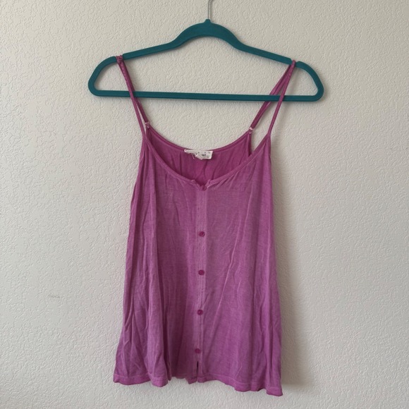 Cloud Chaser Tops - Cloud Chaser Pink Button Front Spaghetti Strap Cami Tank Top Women's Size L